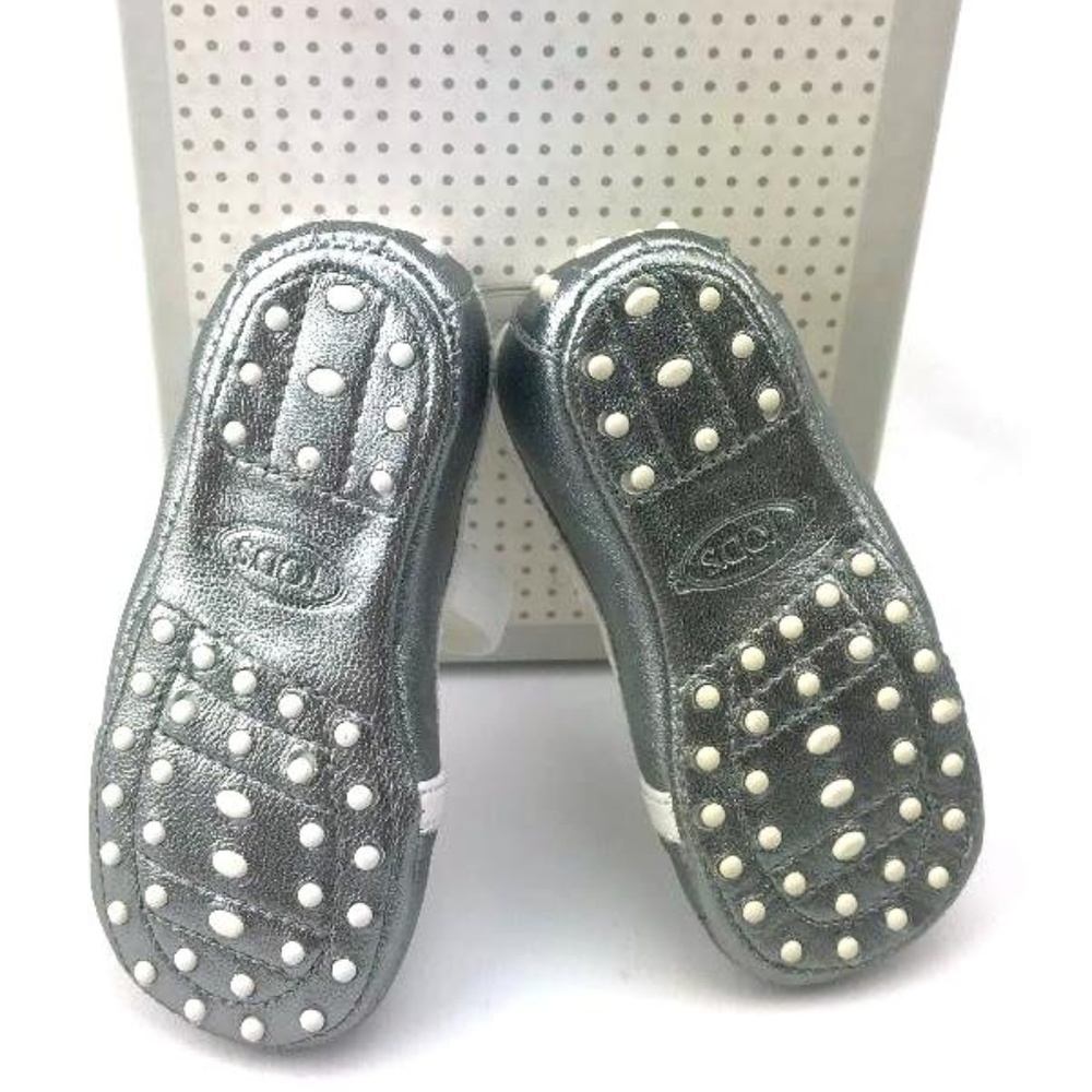 TOD'S BABY Italian Leather Ballerinas in Silver wi - Picture 2 of 6